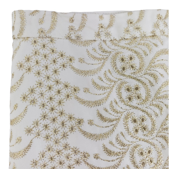 Banana Republic Pencil Skirt Size 6 Embroidered Gold Metallic Accent Ivory - Picture 5 of 8